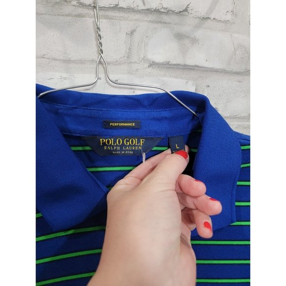 Polo Golf Ralph Lauren Large Performance PGA Scottsdale Blue Green Striped Polo - Picture 5 of 8